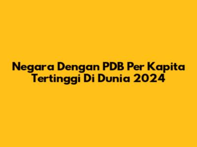 Negara Dengan PDB Per Kapita Tertinggi Di Dunia 2024
