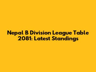 Nepal B Division League Table 2081: Latest Standings