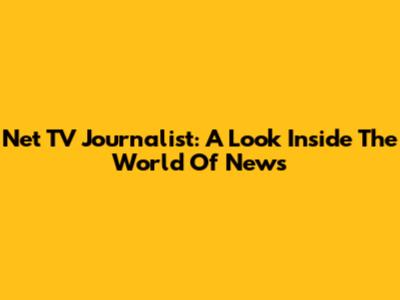Net TV Journalist: A Look Inside The World Of News