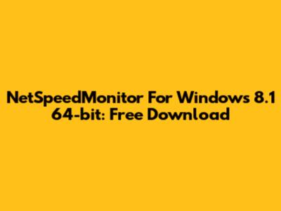 NetSpeedMonitor For Windows 8.1 64-bit: Free Download