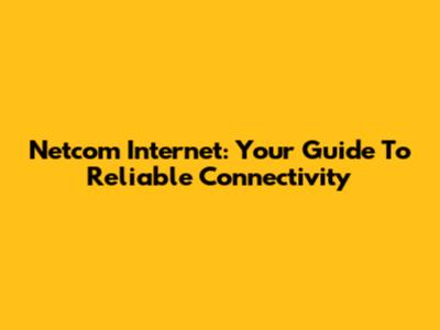 Netcom Internet: Your Guide To Reliable Connectivity
