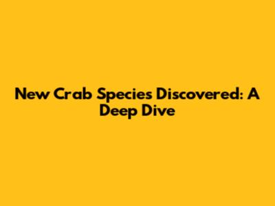 New Crab Species Discovered: A Deep Dive