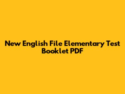 New English File Elementary Test Booklet PDF