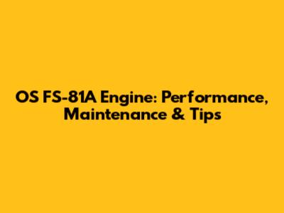 OS FS-81A Engine: Performance, Maintenance & Tips
