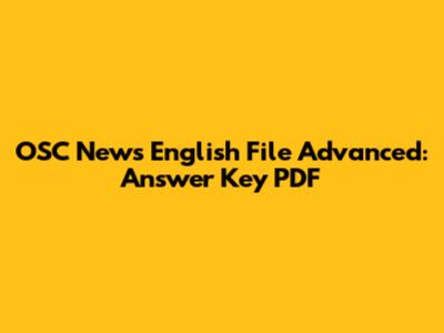 OSC News English File Advanced: Answer Key PDF