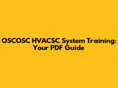 OSCOSC HVACSC System Training: Your PDF Guide