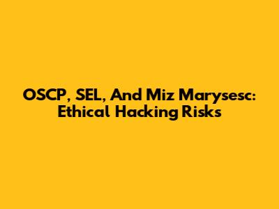 OSCP, SEL, And Miz Marysesc: Ethical Hacking Risks
