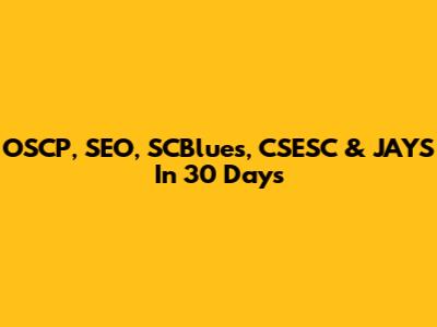 OSCP, SEO, SCBlues, CSESC & JAYS In 30 Days