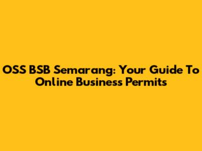 OSS BSB Semarang: Your Guide To Online Business Permits