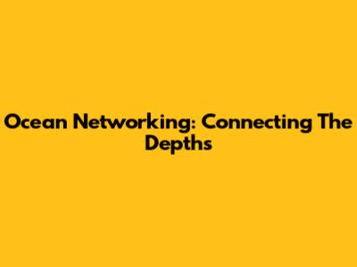 Ocean Networking: Connecting The Depths