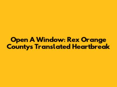 Open A Window: Rex Orange County's Translated Heartbreak