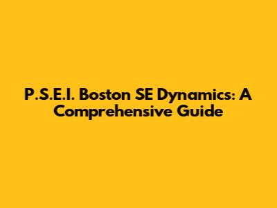 P.S.E.I. Boston SE Dynamics: A Comprehensive Guide