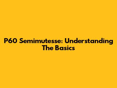 P60 Semimutesse: Understanding The Basics