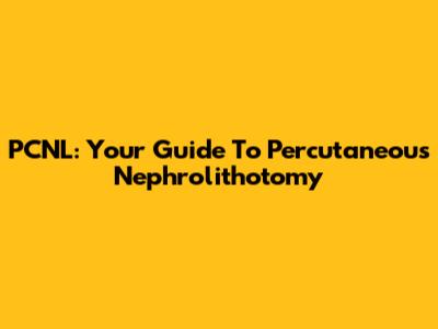 PCNL: Your Guide To Percutaneous Nephrolithotomy