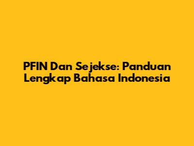 PFIN Dan Sejekse: Panduan Lengkap Bahasa Indonesia