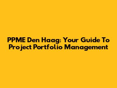 PPME Den Haag: Your Guide To Project Portfolio Management