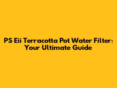 PS Eii Terracotta Pot Water Filter: Your Ultimate Guide