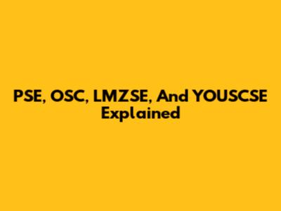 PSE, OSC, LMZSE, And YOUSCSE Explained