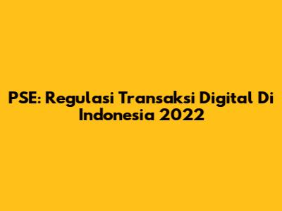 PSE: Regulasi Transaksi Digital Di Indonesia 2022