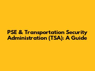 PSE & Transportation Security Administration (TSA): A Guide