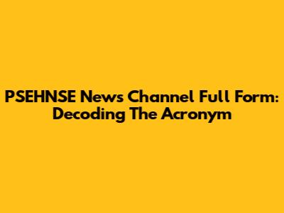 PSEHNSE News Channel Full Form: Decoding The Acronym