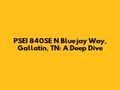 PSEI 840SE N Bluejay Way, Gallatin, TN: A Deep Dive