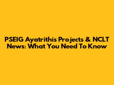 PSEIG Ayatrithis Projects & NCLT News: What You Need To Know