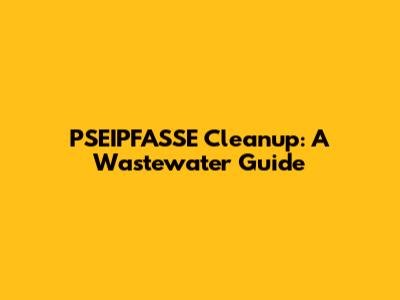 PSEIPFASSE Cleanup: A Wastewater Guide