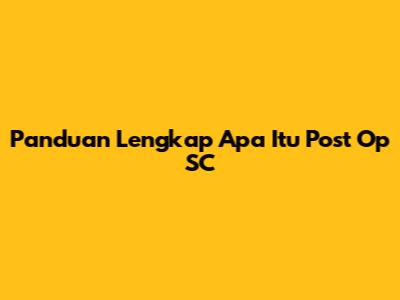 Panduan Lengkap Apa Itu Post Op SC
