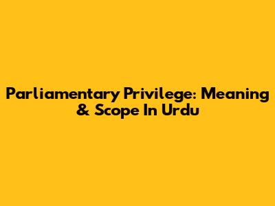 Parliamentary Privilege: Meaning & Scope In Urdu