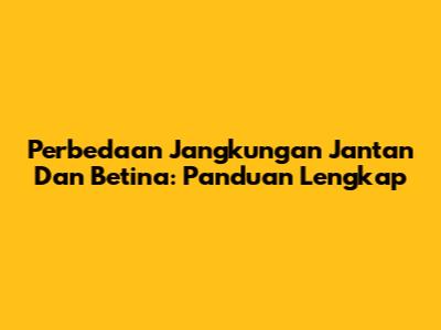 Perbedaan Jangkungan Jantan Dan Betina: Panduan Lengkap