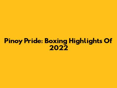 Pinoy Pride: Boxing Highlights Of 2022