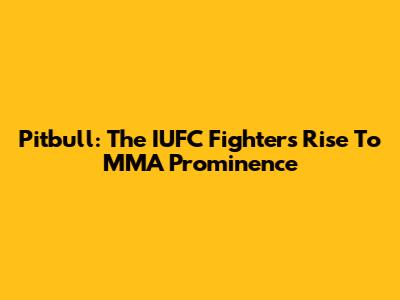 Pitbull: The IUFC Fighter's Rise To MMA Prominence