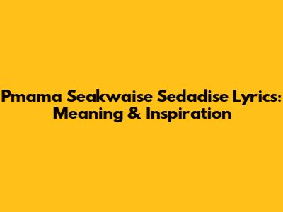 Pmama Seakwaise Sedadise Lyrics: Meaning & Inspiration