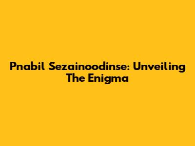 Pnabil Sezainoodinse: Unveiling The Enigma