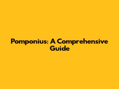 Pomponius: A Comprehensive Guide