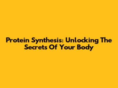 Protein Synthesis: Unlocking The Secrets Of Your Body