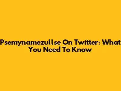Psemynamezullse On Twitter: What You Need To Know