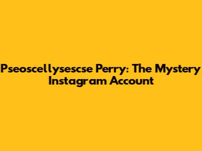 Pseoscellysescse Perry: The Mystery Instagram Account