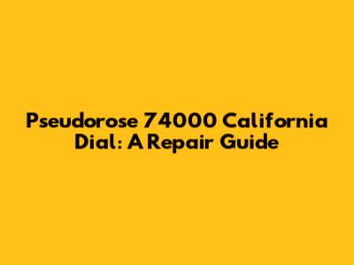 Pseudorose 74000 California Dial: A Repair Guide