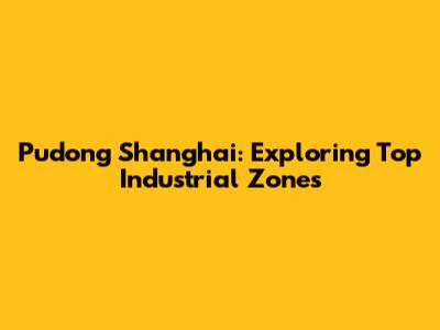 Pudong Shanghai: Exploring Top Industrial Zones
