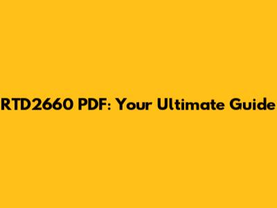 RTD2660 PDF: Your Ultimate Guide