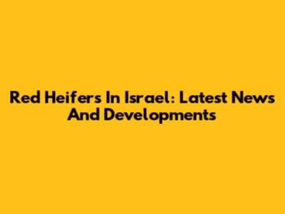 Red Heifers In Israel: Latest News And Developments