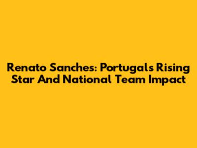 Renato Sanches: Portugal's Rising Star And National Team Impact