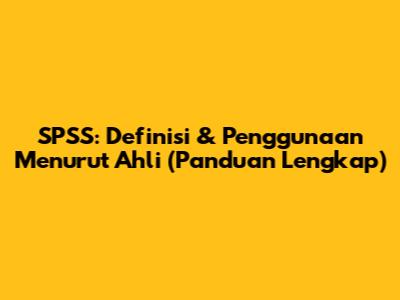 SPSS: Definisi & Penggunaan Menurut Ahli (Panduan Lengkap)