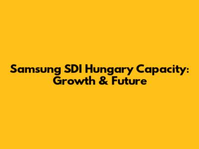 Samsung SDI Hungary Capacity: Growth & Future