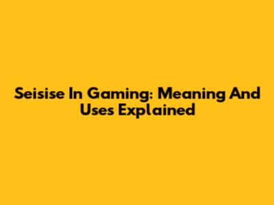 Seisise In Gaming: Meaning And Uses Explained