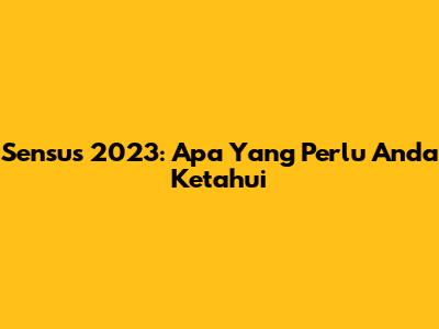 Sensus 2023: Apa Yang Perlu Anda Ketahui
