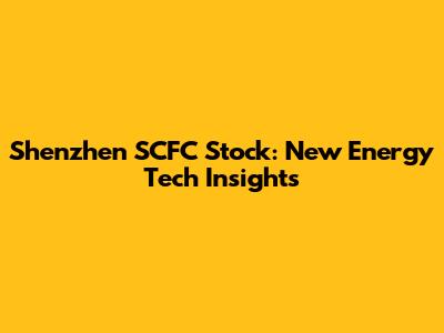 Shenzhen SCFC Stock: New Energy Tech Insights