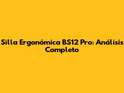 Silla Ergonómica BS12 Pro: Análisis Completo